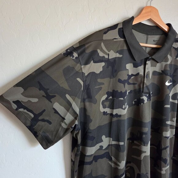 Nike Dri-FIT Victory+ Camo Golf Polo Shirt in Sequoia/Cargo Khaki Size Men's XXL - Picture 5 of 9
